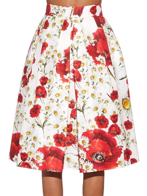 daisy and poppy print pleated skirt dolce and gabbana matchesfashion uk