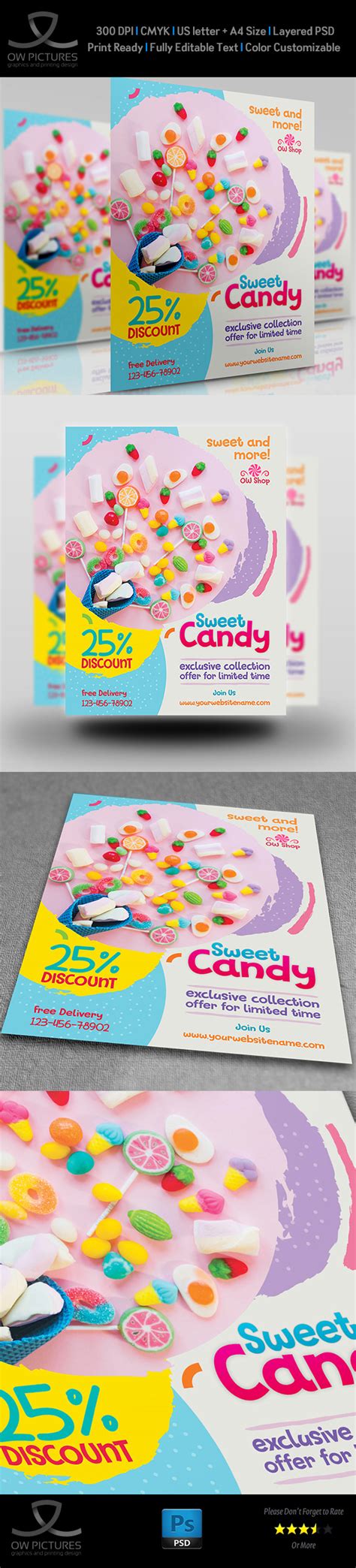 Candy Shop Cake Sweet Ice Cream Flyer Template On Behance