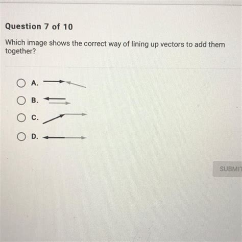 Help Quick Which Image Shows The Correct Way Of Lining Up Vectors To