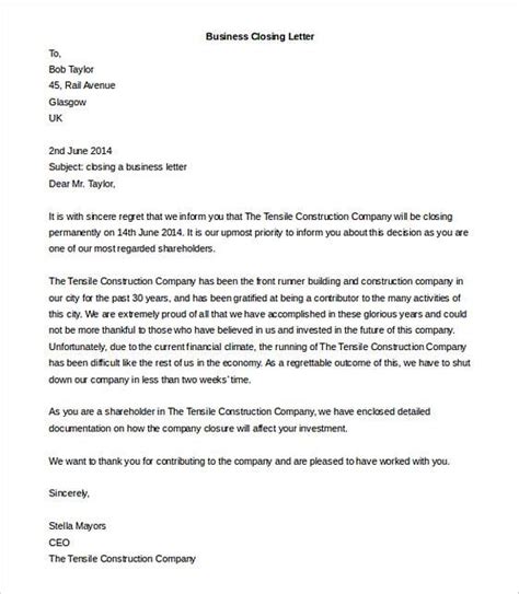 Sample letter of intent 19n0617r73nv. Sample Closure Letter For Business In Bir : Sample ...