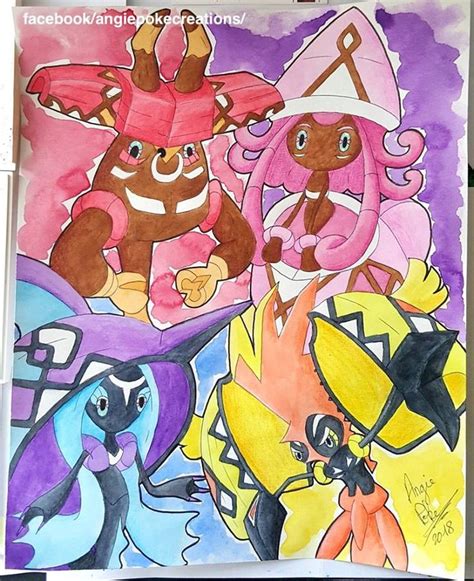 Peinture Aquarelle Pokemon Légendaire Tokorico Tokopiyon Tokopisco