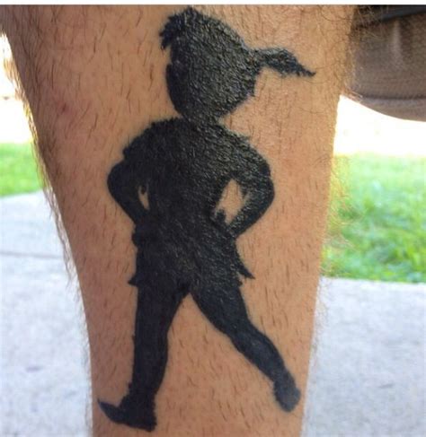Peter Pans Shadow Tattoo On Side Of Lower Leg Now It Will Never Fall