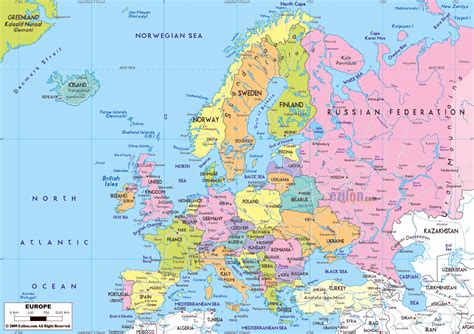 Large Political Map Of Europe With Roads And Cities Europe Mapsland Maps Of The World