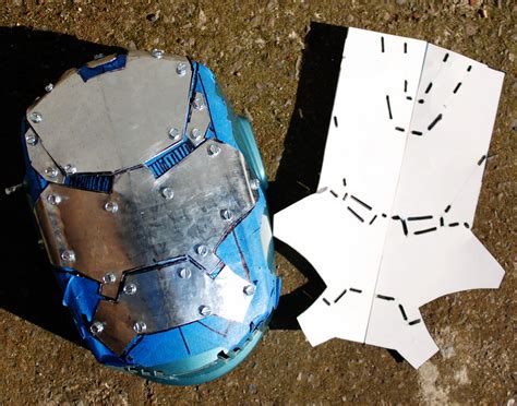If you use it, let me have the pics of your progress! Iron Man helmet step 2 | transfer the paper template marks ...