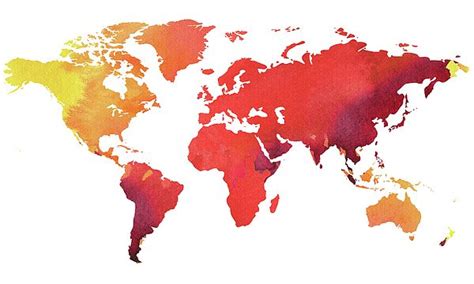 Watercolor Map Of The World Heated By Irina Sztukowski Watercolor Map