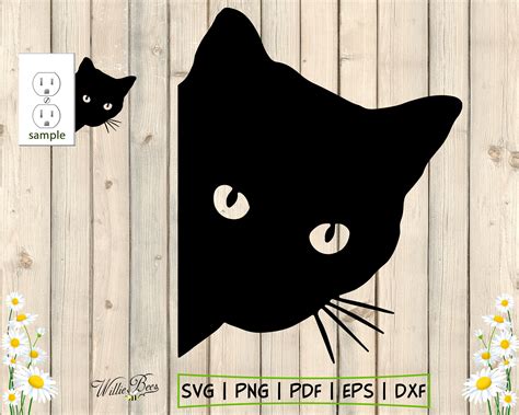 Peeking Black Cat Svg Silhouette Clipart Feline Svg Image Etsy