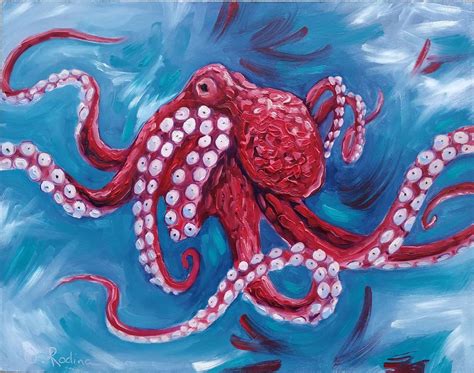 Octopus Painting Original Giant Pacific Octopus Oil Painting Etsy