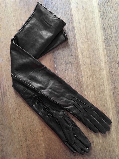 Extra Long Black Leather Opera Gloves Cms Etsy