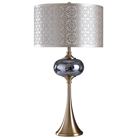 Stylecraft 38 In Silverpolished Table Lamp With Silver Metallic
