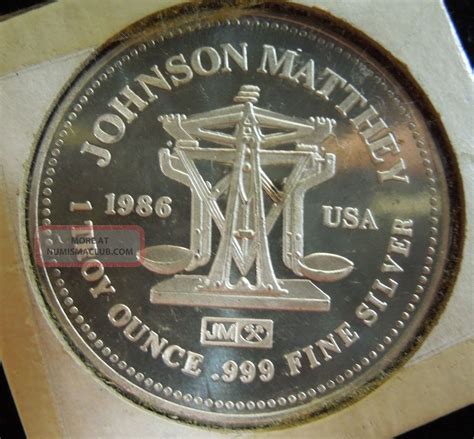 1986 1ozt Johnson Matthey 999 Fine Silver Round Freedom The American Way