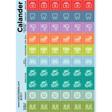 Planner Calendar Reminder Organizing Stickers 12 Inch Squares 10