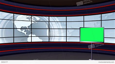 News Tv Studio Set 101 Virtual Background Loop Stock Video Footage