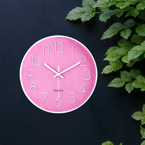 Pink Wall Clock Pink Clock Non Ticking Battery Operated Etsy