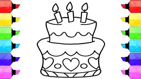 Our best birthday cake drawings. How to Draw Birthday Cake Coloring Pages for kids | Learn Drawing and Art Colors for Children ...