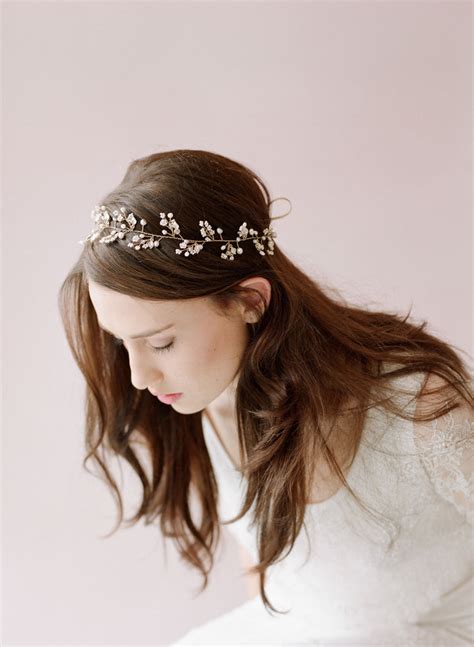 Delicate Bridal Hair Vine Accessory Headpiece Dainty Beaded Fern