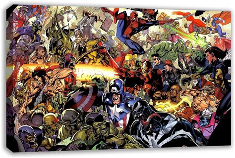 Marvel Dc Comic Characters Canvas Wall Art 44” X 26