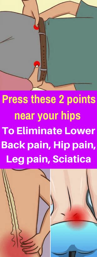 Since low back pain can be caused by injury to various structures in the spine and its supporting structures, it is important to consult your physician or athletic trainer if you a lack of flexibility through the hips (hamstring, hip flexors, gluteus muscles) can contribute to low back pain, therefore it is. Press These 2 Points Near Your Hips To Eliminate Lower ...