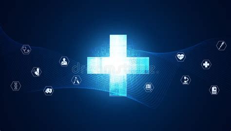 Abstract Health Plus Symbol With Icons Background Concept Health Icons