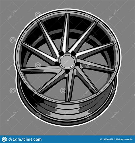 Car Wheel Line Art Vector Illustration Stock Vector Illustration Of