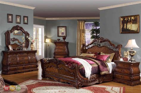 Get in touch with different. Frontega Traditional Cherry Bedroom Furniture Sleigh Bed w ...