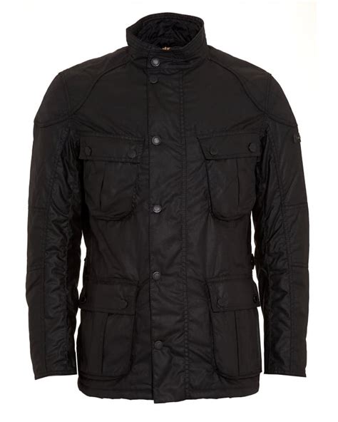 Barbour International Mens Coat Gauge Tailored Fit Wax Black Jacket