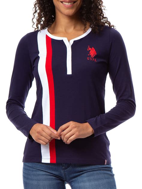 Us Polo Assn Womens Long Sleeve Henley Jersey Tee