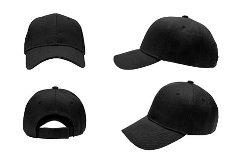 Blank Black Baseball Hat 4 View On White Background Stock Photo