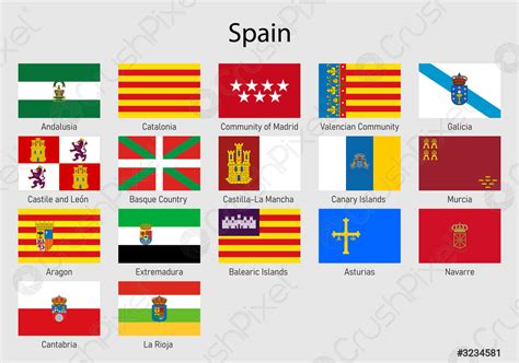 Set Bandiere Delle Comunità Di Spagna Tutte Le Regioni Spagnole