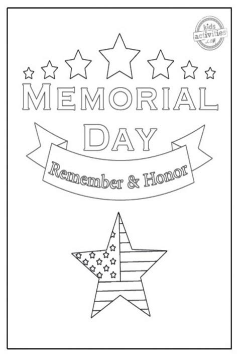 Free Printable Patriotic Memorial Day Coloring Page Kids Activities