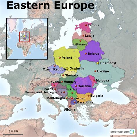 Stepmap Eastern Europe Physical And Political Map
