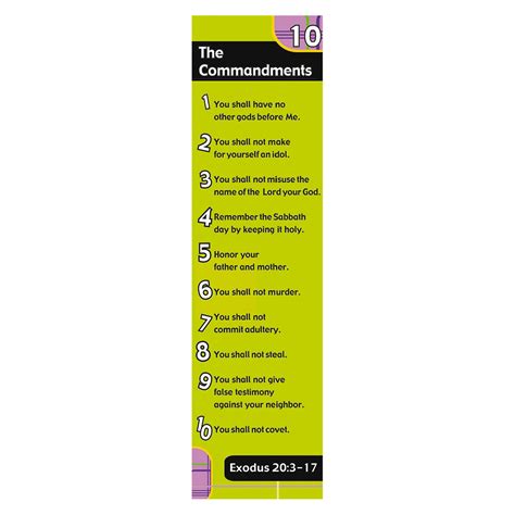 Ten Commandments Lime Bookmarks