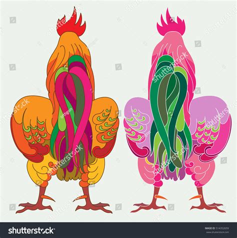 Two Cocks Who Has Turned Back Stock Vector Royalty Free 514352659