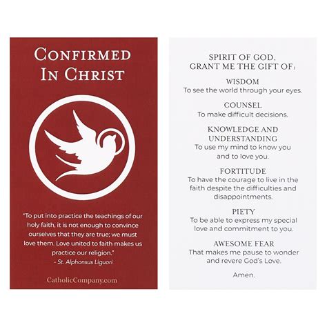 Confirmation Ts Of The Holy Spirit Prayer Card The Catholic Company