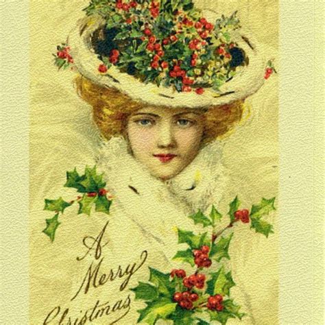 vintage victorian christmas woman with holly instant digital etsy victorian christmas merry