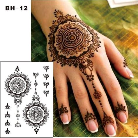 Tattoo Sticker 1 Piece Black Henna Temporary Henna Tattoo Designs Hand Henna Henna Designs