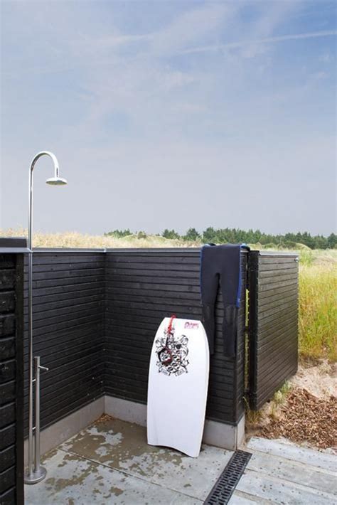 Love The Black Stained Horizontal Slats On This Outdoor Shower In