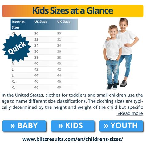 Childrens Clothing Sizes Chart Shirts Pants Us Uk Eu