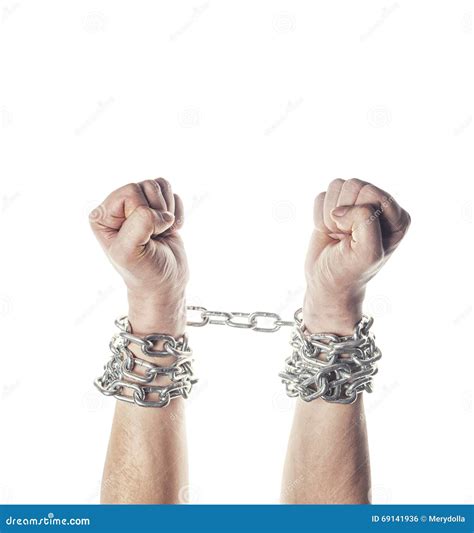 Two Hands In Chains Stock Photo Image Of Crack Fall 69141936