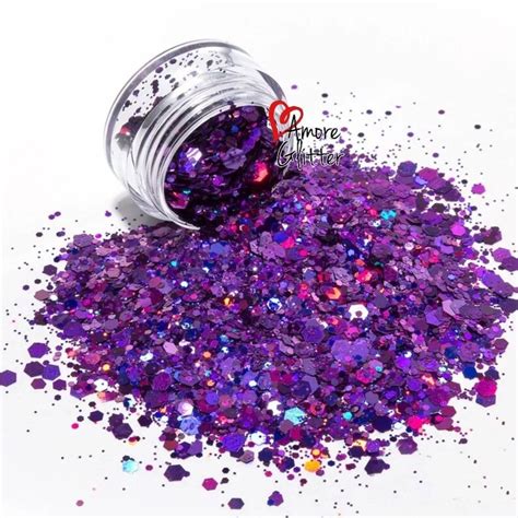 Purple Holographic Glitter Mix Loose Glitter Chunky Glitter Etsy