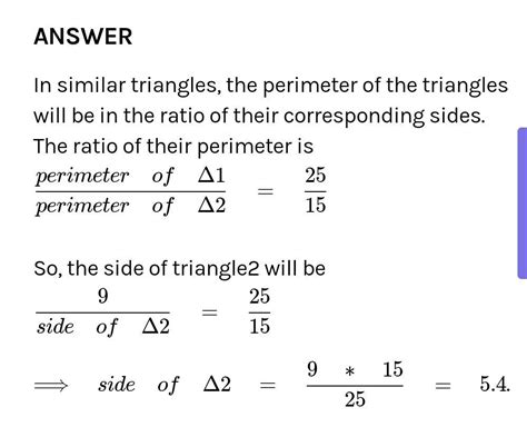The Perimeter Of Two Similar Triangles Are 25 Cm And 15 Cm Respectively