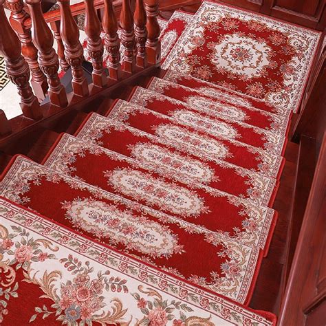 Elegant Floral Self Adhesive Stairs Carpet Non Slip Floor Area Rugs