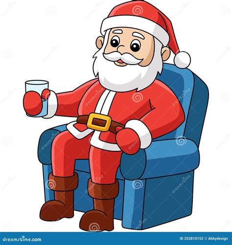 Christmas Santa Sitting On A Chair Cartoon Clipart Stock Vector Illustration Of Jolly Drawing