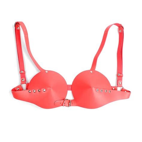 Sexy Bra Faux Leather Corset Pink Black Red Bra Female Sex Toys For