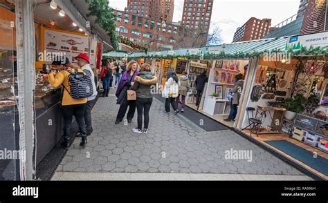 Shoppers And Tourists Exploring The Union Square Holiday Market In