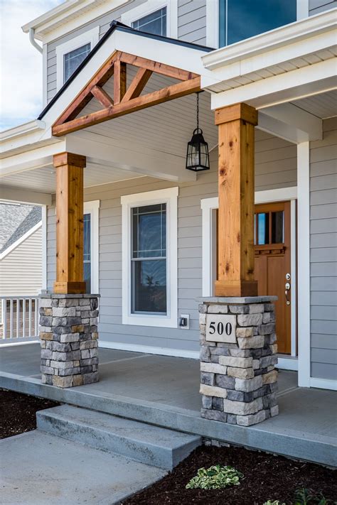 Gorgeous Front Porch Wood And Stone Columns House With Porch Porch