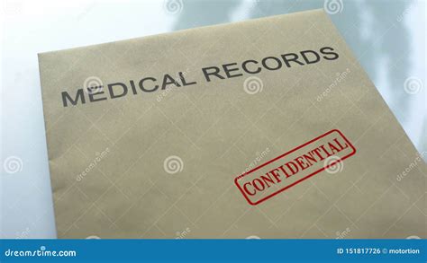 Medical Records Confidential Seal Stamped On Folder With Important
