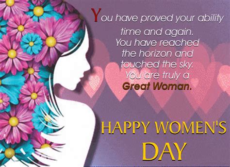 Thanks for always being there. You're Truly A Great Woman. Free Happy Women's Day eCards | 123 Greetings