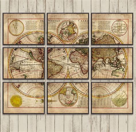 Antique World Map Maps Print 1720 Historical Map By Davesoffice