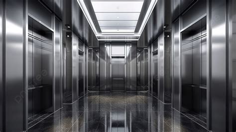 Luxurious Elevator Lobby Design In Modern Business Hotel With Stainless