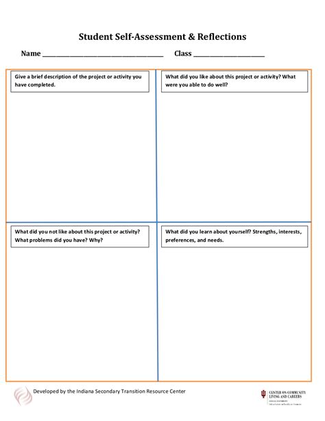 Self Reflection Worksheet Worksheets For Kindergarten